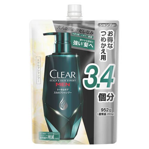 他サイト： クリアフォーメン トータルケア スカルプシャンプー 詰め替え 大容量(952g)[ダメージケアシャンプー]の商品画像