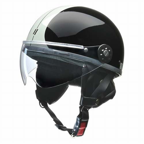 他サイト： バイク用 シールド付ハーフヘルメット ブラックシルバー 125cc以下(1個)[日用品 その他]の商品画像