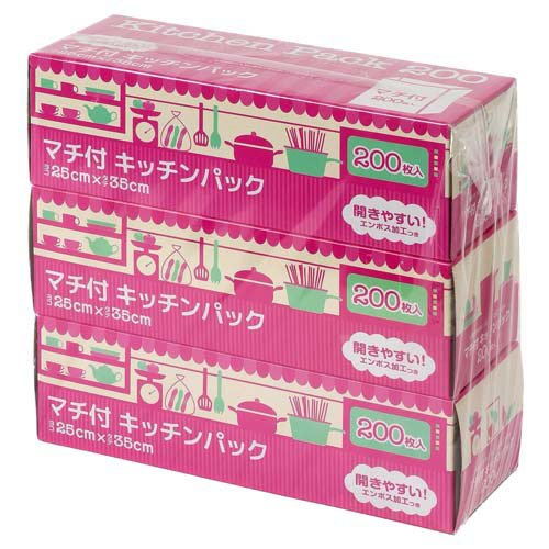 他サイト： キッチンパックM 3BOX(200枚×3)[保存用バッグ ポリ袋]の商品画像
