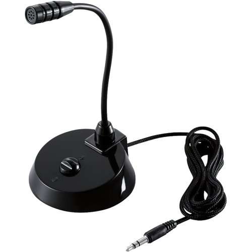 他サイト： エレコム スタンドマイク 小型 フレキシブルアーム ミュートボタン 3.5φ HS-MC07BK(1個)[ヘッドセット・イヤホンの商品画像