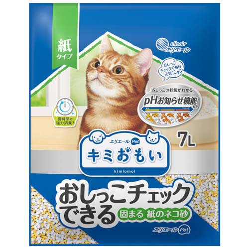 他サイト： キミおもい おしっこチェックできる固まる紙のネコ砂(7L)[猫砂・猫トイレ用品]の商品画像