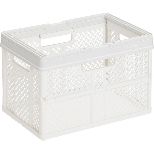 他サイト： PRX 折りたたみバスケットハンドル付 スモーキーホワイト M(1個)[収納]の商品画像