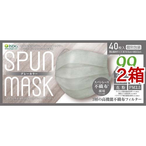 他サイト： スパンレース不織布カラーマスク グレー(40枚入*2箱セット)[マスク その他]の商品画像