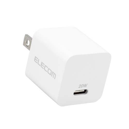 他サイト： エレコム USB 充電器 PD対応 20W Type-C *1ポート 小型 軽量 ホワイト EC-AC11WH(1個)[充電器・の商品画像