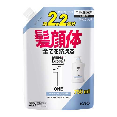 他サイト： メンズビオレONE オールインワン全身洗浄料 フルーティーサボンの香り つめかえ用(750ml)[ボディソープ]の商品画像