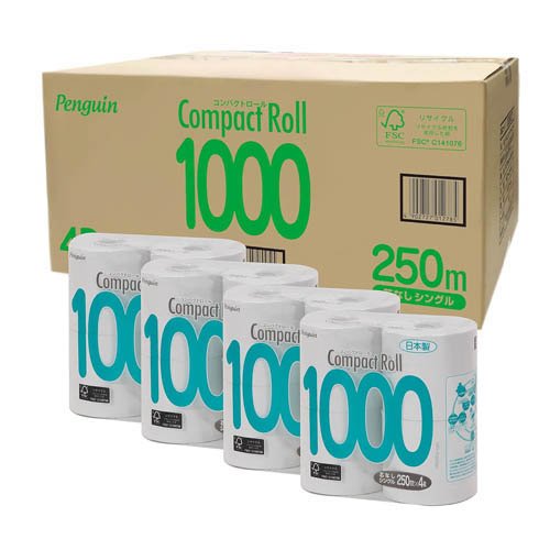 他サイト： コンパクトロール1000 250M シングル(4ロール×4袋)[トイレ用品 その他]の商品画像