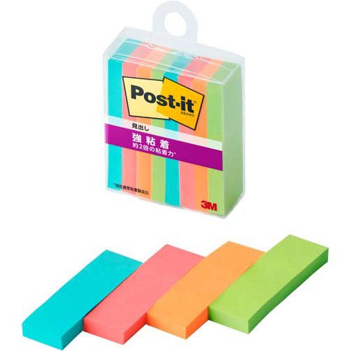 他サイト： 3M ポストイット 付箋 強粘着 見出し 50mm×15mm 4色 700SS-MC-1N(45枚×8パッド入)[事務用品]の商品画像