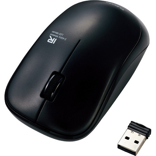 他サイト： エレコム ワイヤレスマウス 3ボタン BlueLED 2.4GHz 無線 シンメトリー M-FIR08DRBK(1個)[情報家電の商品画像