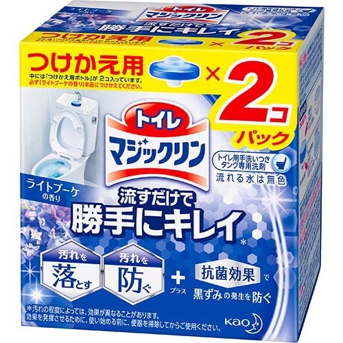 他サイト： トイレマジックリン トイレ用洗剤 流すだけで勝手にキレイ ライトブーケ 付け替え(80g*2個入)[芳香洗浄剤 設置タイプ]の商品画像