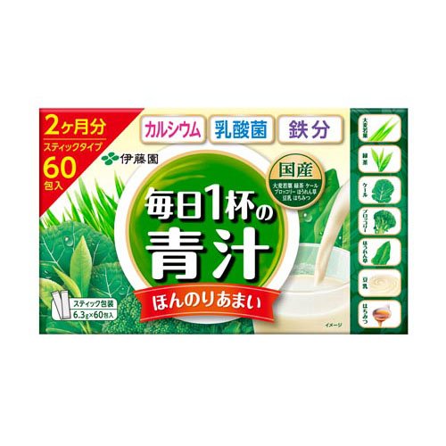 他サイト： 伊藤園 毎日1杯の青汁 まろやか豆乳ミックス( 6.3g×60包入)[健康ドリンク]の商品画像