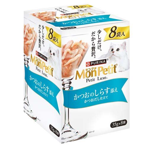 他サイト： モンプチ プチリュクス パウチ かつおのしらす添え(35g×8袋入)[キャットフード(ウェット)]の商品画像