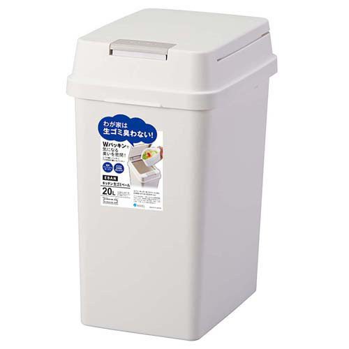 他サイト： ゴミ箱 ふた付き エバン 密閉プッシュ 20L 日本製 ホワイト(1個)[ゴミ箱]の商品画像