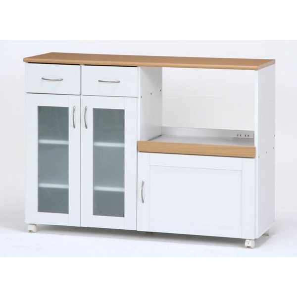 他サイト： キッチンカウンター 120cm幅 キャスター付き 不二貿易 ホワイト/ナチュラル SAGE サージュ 96820 WH×NAの商品画像