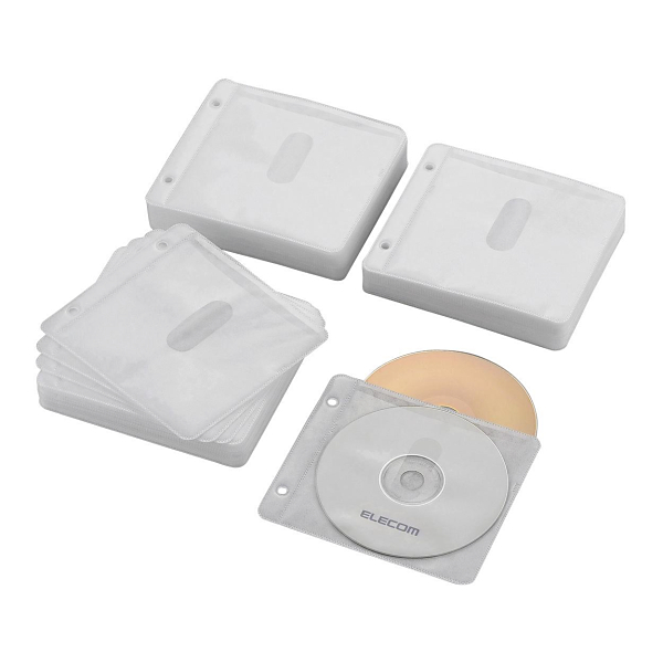 他サイト： ELECOM CCD-NBWB240WH ホワイト [Blu-ray・CD・DVD対応不織布ケース(240枚) 2穴付き]の商品画像
