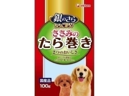 他サイト： ユニチャーム 銀のさらごほうび たら巻きささみ100g [犬用スナック]の商品画像