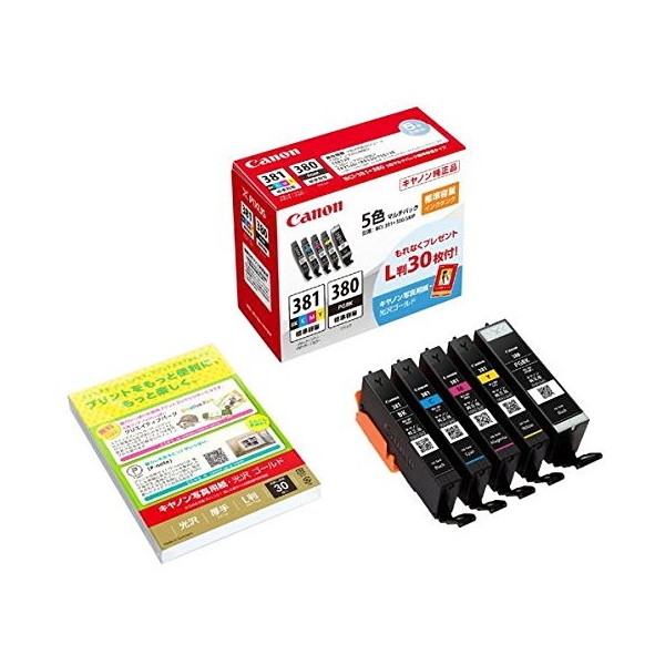 他サイト： CANON BCI-381+380/5MP [インクタンクマルチパック(BK/C/M/Y)] メーカー直送の商品画像
