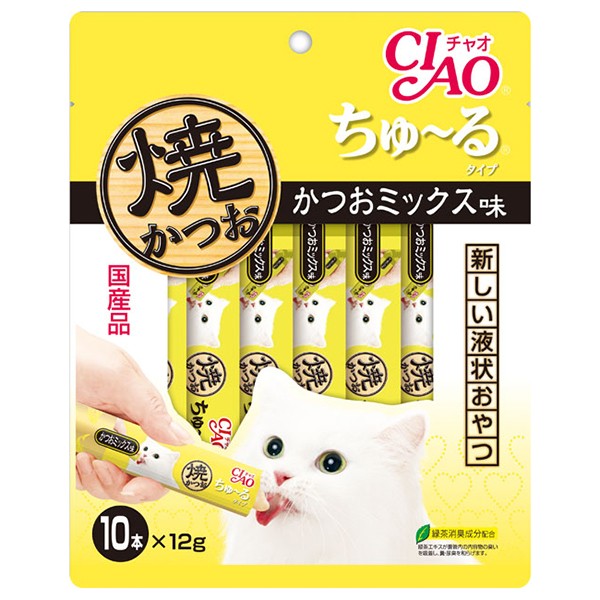 他サイト： いなばペットフード CIAO 焼かつおちゅ〜るタイプ かつおミックス味 12g×10本の商品画像