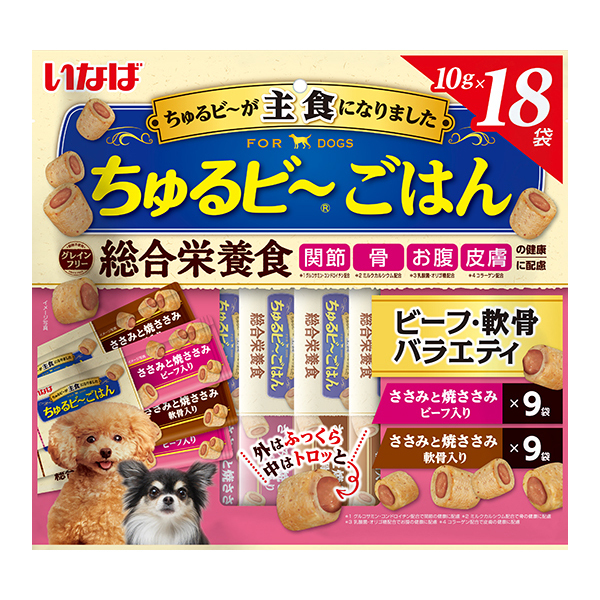 他サイト： いなばペットフード いなば ちゅるビ〜ごはん ビーフ・軟骨バラエティ 10g×18袋の商品画像