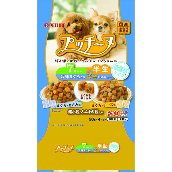 他サイト： ペットライン プッチーヌ 半生 7歳から低脂肪 旨味まぐろ入り 200g(50g×4)の商品画像