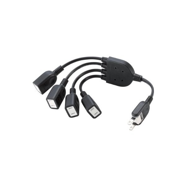 他サイト： ELECOM T-ADR4BK ブラック [ACアダプタ用電源延長コード(4個口)]の商品画像