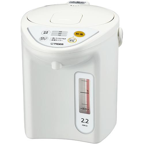 他サイト： タイガー魔法瓶(TIGER) PDR-G221-W ホワイト マイコン電動ポット 2.2Lの商品画像