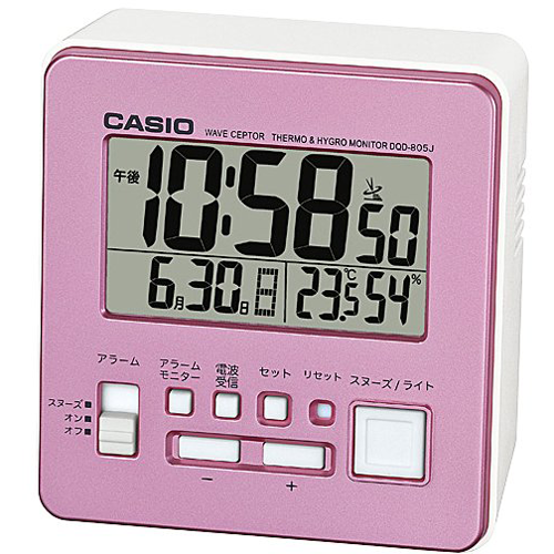 他サイト： CASIO(カシオ) DQD-805J-4JF(パールピンク) 電波目覚まし時計 温湿度計付きの商品画像
