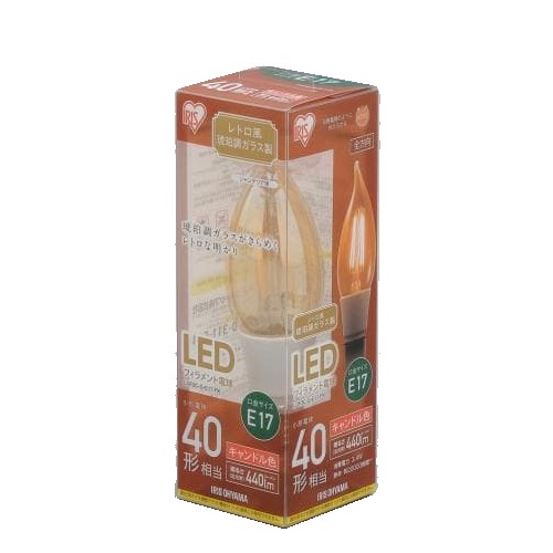 他サイト： アイリスオーヤマ(Iris Ohyama) LDF3C-G-E17-FK LED電球 フィラメント 琥珀調 キャンドル色 E17の商品画像