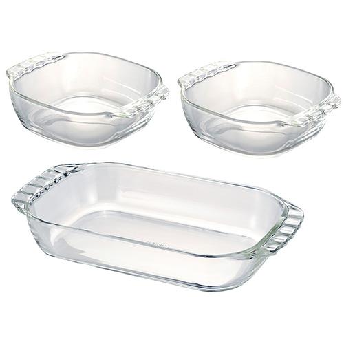 他サイト： ハリオ(HARIO) HTZ-2808 トースター皿 3個セット 耐熱ガラス製の商品画像