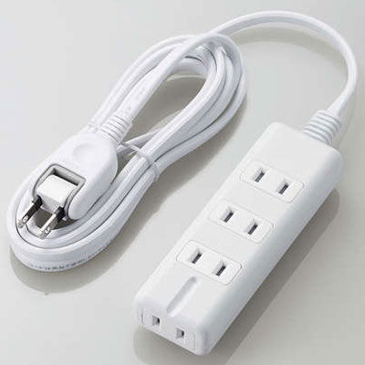 他サイト： エレコム(ELECOM) T-KM01-2420WH ホワイト 雷ガード付磁石タップ 延長コード 2ピン 4個口 2mの商品画像