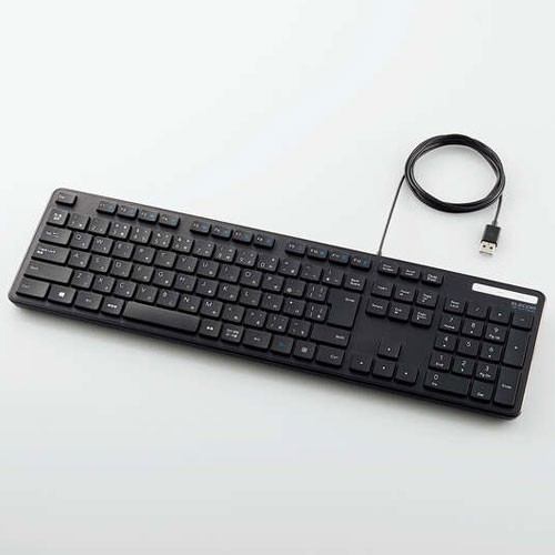 他サイト： エレコム(ELECOM) TK-FCM108KBK(ブラック) 抗菌 有線薄型フルキーボード 109キー 日本語配列の商品画像