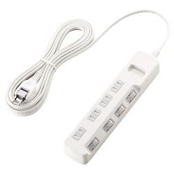 他サイト： エレコム(ELECOM) T-K6A-2450WH(ホワイト) ほこり防止シャッター付雷ガードタップ 延長コード 2ピン 4個口の商品画像