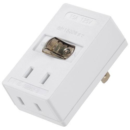 他サイト： オーム電機(OHM) HS-TMP2B2-W LEDスイッチタップ 2個口 上挿し1・横挿し1の商品画像