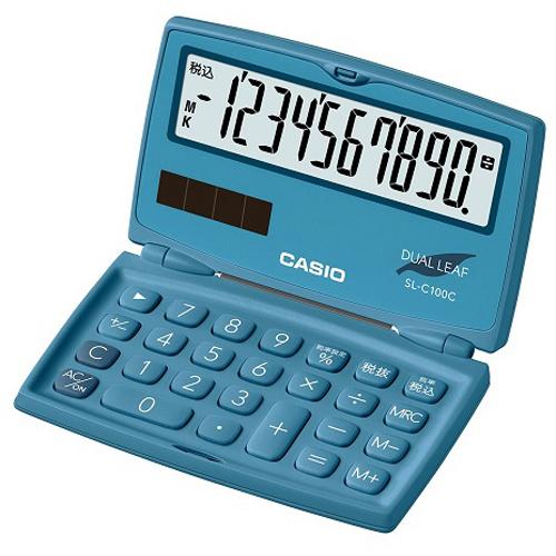 他サイト： CASIO(カシオ) SL-C100C-BU レイクブルー カラフル電卓 10桁の商品画像