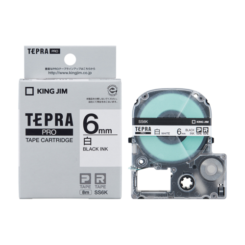 他サイト： キングジム(KING JIM) テプラPRO 白ラベル 白 黒文字 6mm SS6Kの商品画像