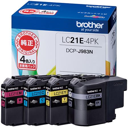 他サイト： ブラザー(brother) LC21E-4PK 純正 インクカートリッジ 4色パックの商品画像