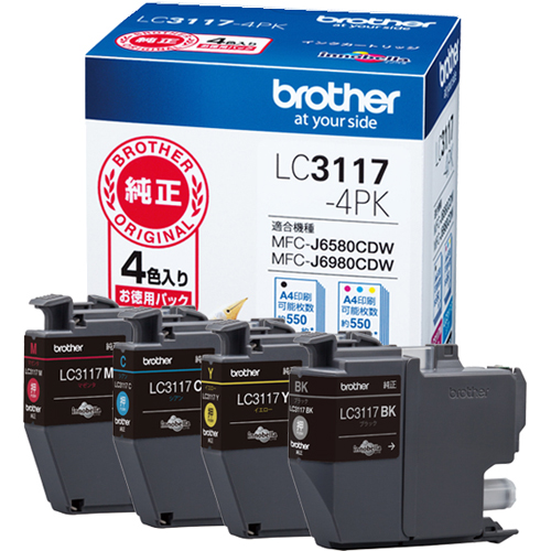 他サイト： ブラザー(brother) LC3117-4PK 純正 お徳用4色パックの商品画像