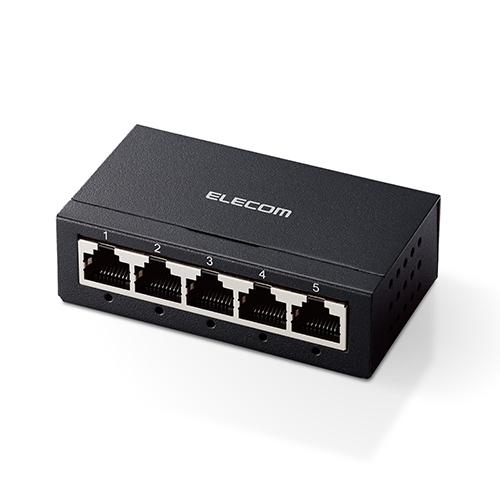 他サイト： エレコム(ELECOM) EHC-G05MA-B(ブラック) Giga対応 スイッチングハブ 5ポート 金属筐体 静音の商品画像