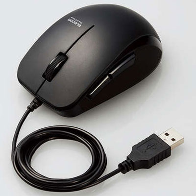 他サイト： エレコム(ELECOM) M-BL28UBSKBK(ブラック) 抗菌 有線 静音 BlueLEDマウス 5ボタンの商品画像