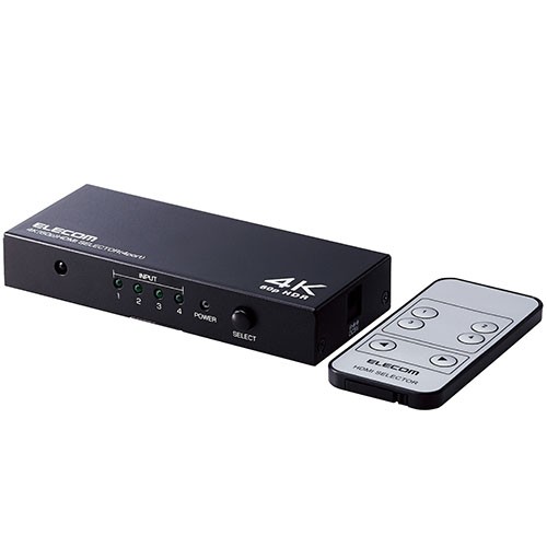 他サイト： エレコム(ELECOM) DH-SW4KP41BK HDMI切替器(4ポート) マルチディスプレイ ミラーリング 専用リモコン付の商品画像
