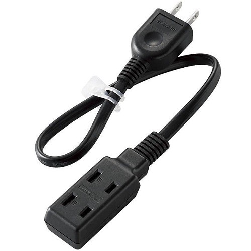 他サイト： エレコム(ELECOM) T-M303BK(ブラック) モバイル電源タップ 延長コード 2ピン 3個口 0.3mの商品画像