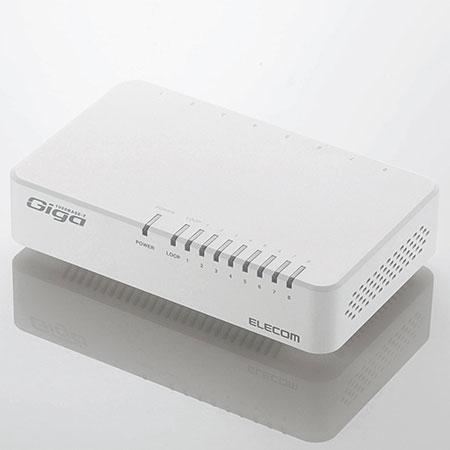 他サイト： エレコム(ELECOM) EHC-G08PA2-JW(ホワイト) 1000BASE-T対応スイッチングハブ 8ポートの商品画像