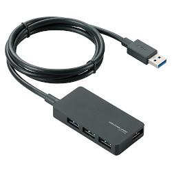 他サイト： エレコム(ELECOM) U3H-A408SBK ブラック USB3.0対応 ACアダプタ付 USBハブ 4ポートの商品画像