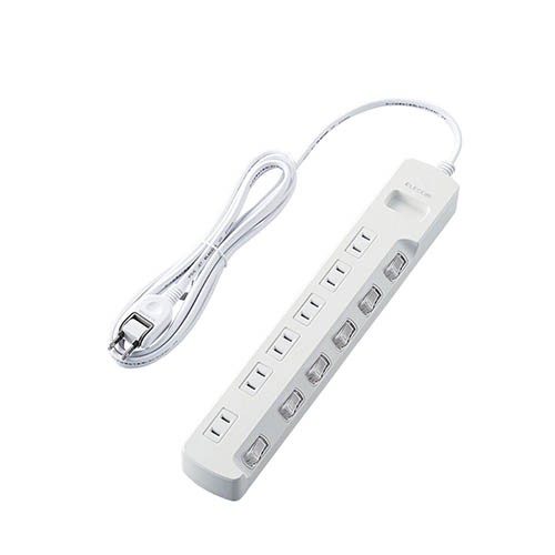他サイト： エレコム(ELECOM) T-K6A-2625WH(ホワイト) ほこり防止付雷ガードタップ 延長コード 2ピン 6個口 2.5mの商品画像