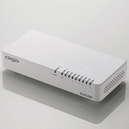 他サイト： エレコム(ELECOM) EHC-G08PN2-JW ホワイト 1000BASE-T対応スイッチングハブ 8ポートの商品画像