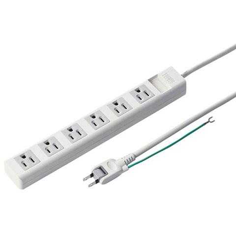 他サイト： サンワサプライ 電源タップ 6個口(上挿し) 2.5m TAP-N3625MGN(ホワイト)の商品画像