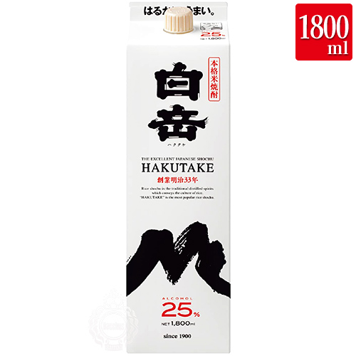 他サイト： 白岳 はくたけ 本格米焼酎 球磨焼酎 高橋酒造 25度 1800ml 紙パックの商品画像
