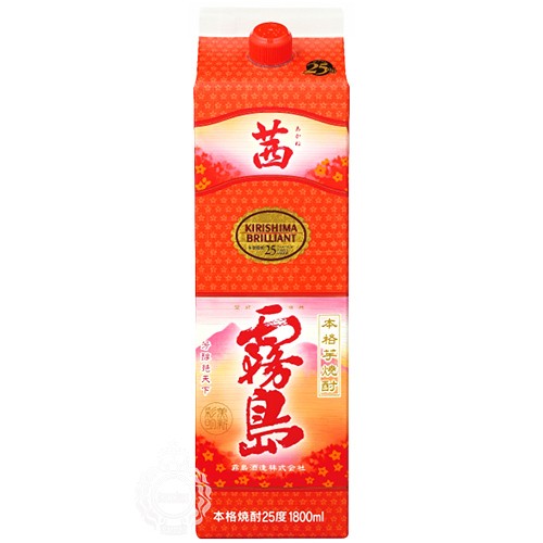 他サイト： 茜霧島 あかねきりしま 本格芋焼酎 霧島酒造 25度 1800ml 紙パックの商品画像