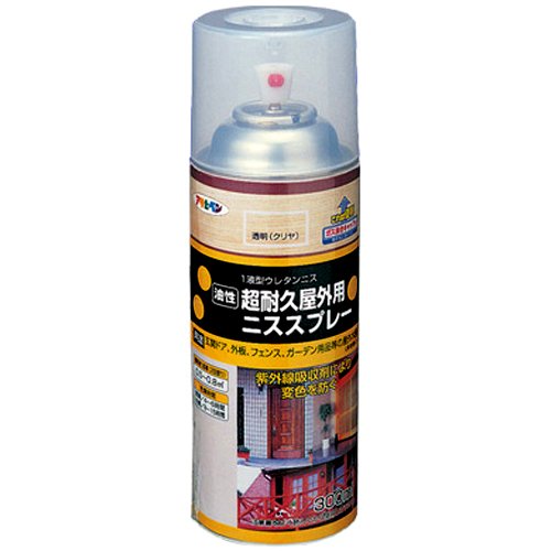 他サイト： アサヒペン 油性超耐久屋外用ニススプレー 300ML 透明(クリヤ) 【北海道・沖縄・離島配送不可】の商品画像