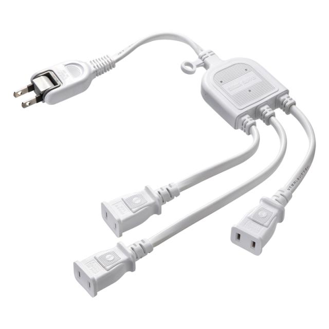 他サイト： サンワサプライ ACアダプタ専用電源延長コード 3分岐 2P 3個口 ホワイト TAP-EX3WN 【北海道・沖縄・離島配送不可の商品画像