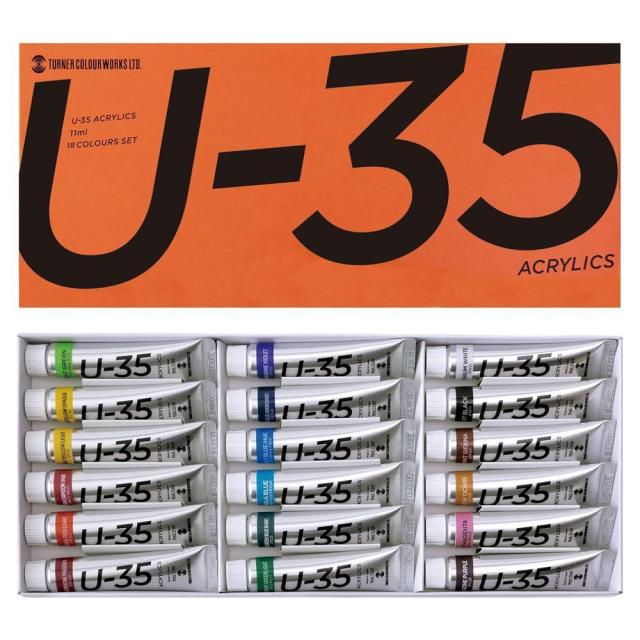 他サイト： 【メール便発送】ターナー色彩 アクリル絵具 U-35 アクリリックス 11ml 18色セット UA18Cの商品画像